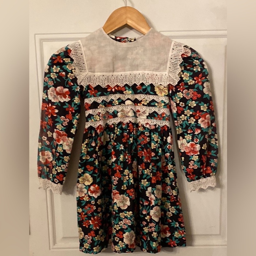 Vintage Polly Flinders Floral Lace Holiday Dress